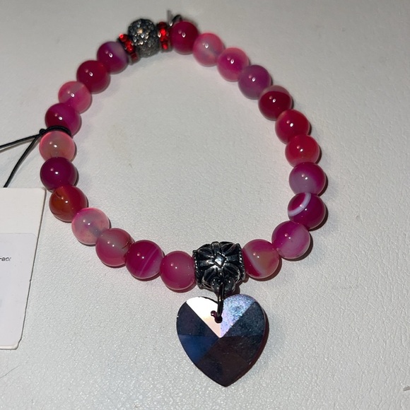 NWT- Lost & Found pink beaters single stretch with heart bracelet - Picture 3 of 6